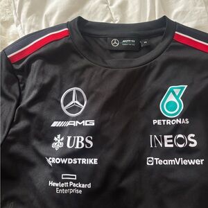 Mercedes AMG Petronas Black Team Jersey with Red and White Stripes